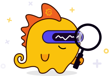 Official Grafana Grot Mascot Investigating Dashboards